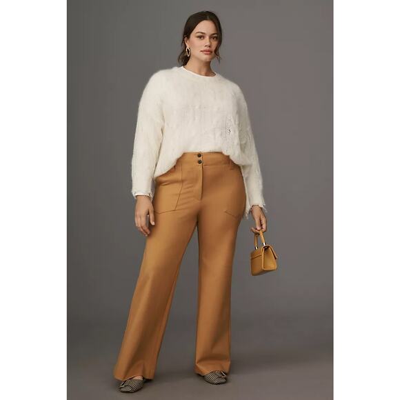 nwt ANTHROPOLOGIE MAEVE sz 16W Naomi Ponte wide leg pants in bronze - Picture 1 of 5